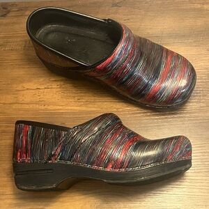 Dansko Colorful Striped Professional Clog Shoes size 8/38